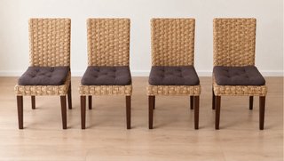 Mesa extensible y 4 Sillas Banak Madera y Mimbre