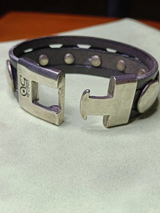 Pulsera UNOde50 de Plata y Cuero