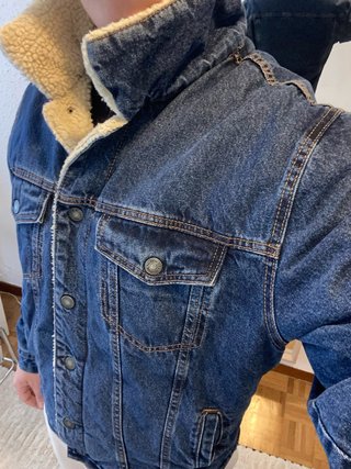 Bomber vaquera forrada beige y azul