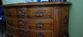 Cómoda Luis XV Madera Maciza Cristal
