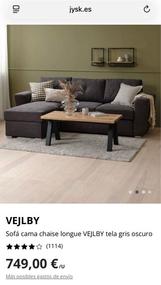 Sofá cama chaise longue gris