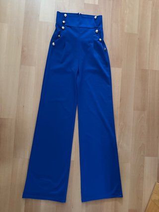 Pantalón Ancho Azul con Botones