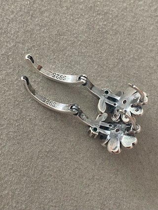 Pendientes Plata 925 Flor Rosa y Circonitas