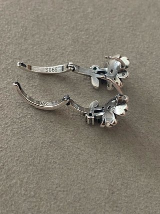 Pendientes Plata 925 Flor Rosa y Circonitas