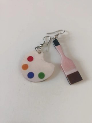 Pendientes Paleta Pintura y Pincel