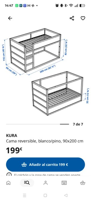 Cama Infantil Kura IKEA con Colchón