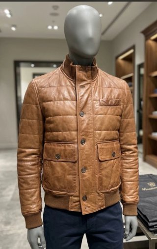 Chaqueta de piel Massimo Dutti marrón