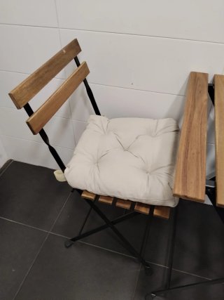 Mesa y 2 Sillas Plegables Madera y Metal