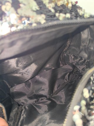 Mochila mini lentejuelas negra y plateada