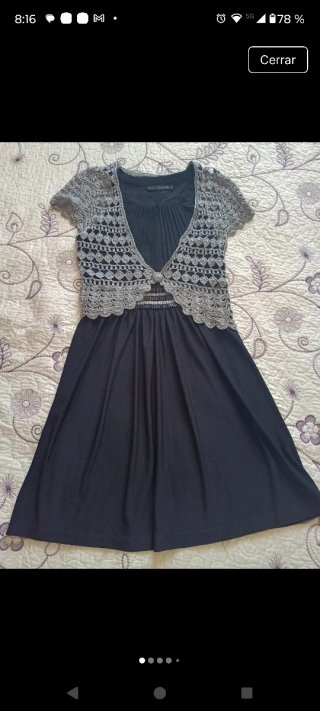 Vestido fiesta negro y chaqueta gris Talla S