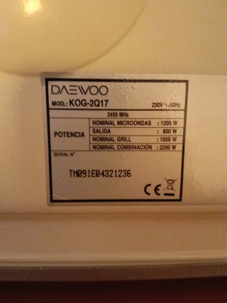 Microondas Daewoo con Grill