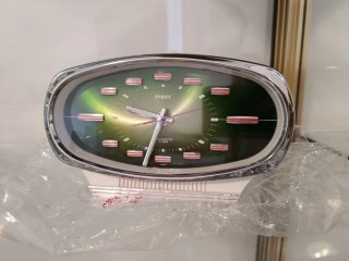 Reloj Despertador Impex Plateado y Verde vintage