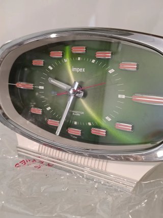 Reloj Despertador Impex Plateado y Verde vintage