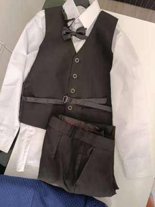 Conjunto formal elegante azul y negro 12 años