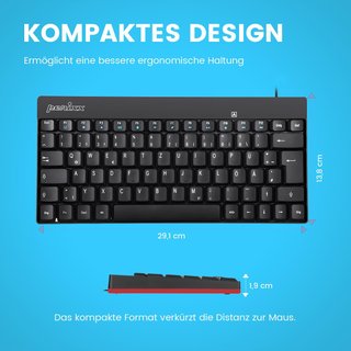 Teclado Mini Compacto Perixx 422 USB-C QWERTZ