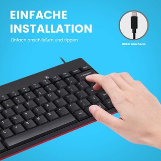 Teclado Mini Compacto Perixx 422 USB-C QWERTZ