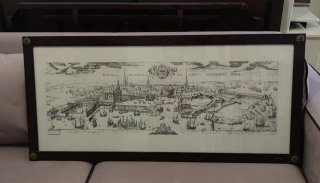 Grabado Antiguo Puerto de Copenhague