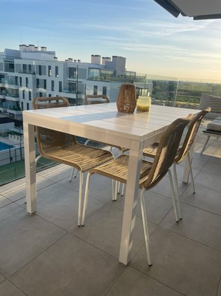 Mesa de Jardín Blanca 85x140 (extensible 210)