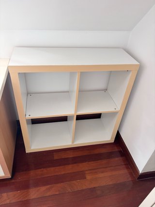 Estantería de 4 huecos blanca y madera 82.5x 82.5