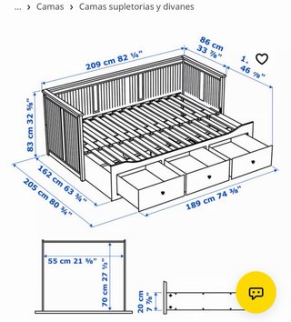 Diván Ikea Hemnes con 2 colchones