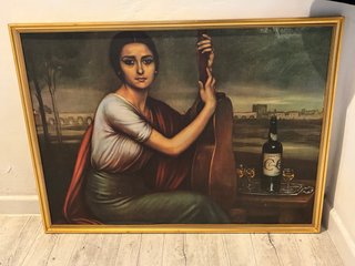 Cuadro clásico vintage mujer con guitarra