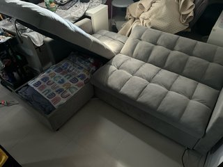 Sofá Cama Chaise Longue Gris 210x145cm
