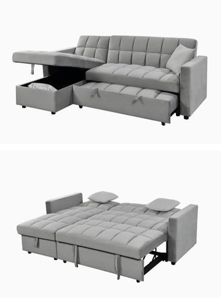Sofá Cama Chaise Longue Gris 210x145cm
