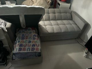 Sofá Cama Chaise Longue Gris 210x145cm