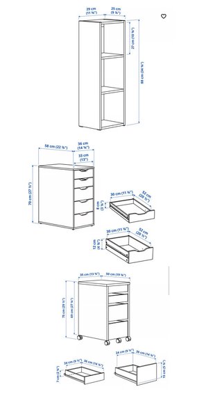 Lote 3 Muebles Ikea: Cajoneras y Estantería