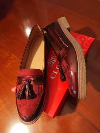 Mocasines Clor Burdeos Charol y Ante T. 38