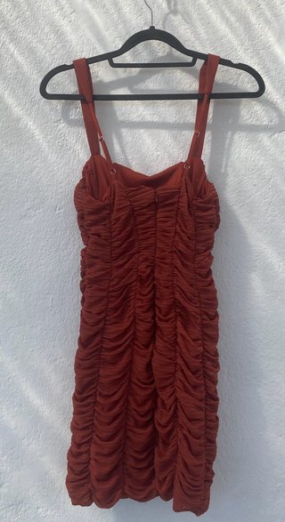 Vestido corto terracota fruncido tirantes M