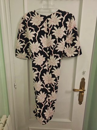 Vestido Valentino Seda Negro y Rosa