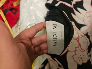 Vestido Valentino Seda Negro y Rosa