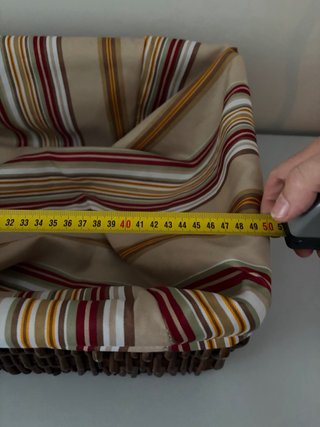 Cesta Mimbre con Funda Rayas