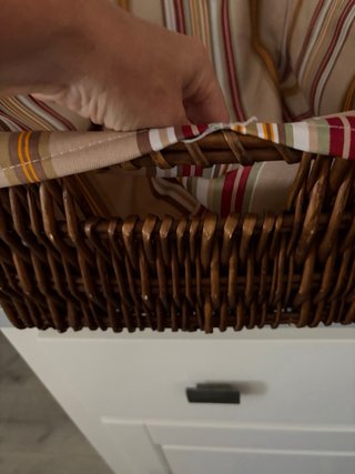 Cesta Mimbre con Funda Rayas