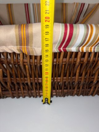Cesta Mimbre con Funda Rayas