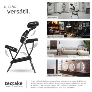 Silla de masaje, polipiel, respaldo ergonómico, cojín lumbar, negro