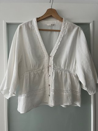 Camisa Zara blanca encaje