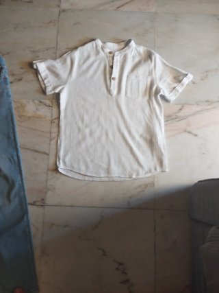 Camiseta Lino Cuello Mao