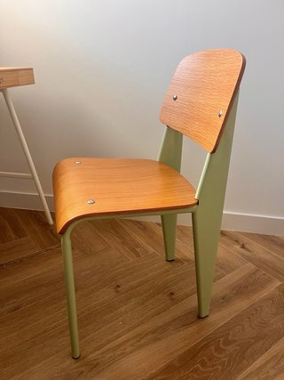 Silla pupitre madera y verde menta