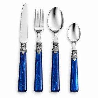 Set Cubiertos Azul y Plata
