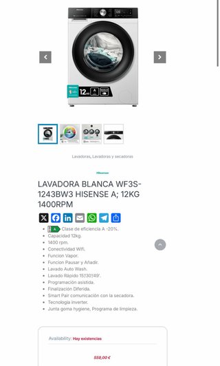 Lavadora Hisense 12kg WF3S-1243BW3