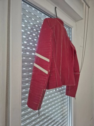 Cazadora de piel motera roja Gipsy