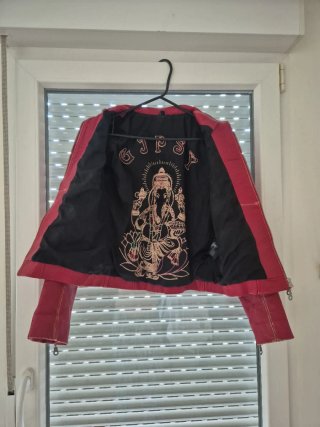 Cazadora de piel motera roja Gipsy