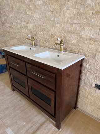 Mueble de baño doble lavabo con columna