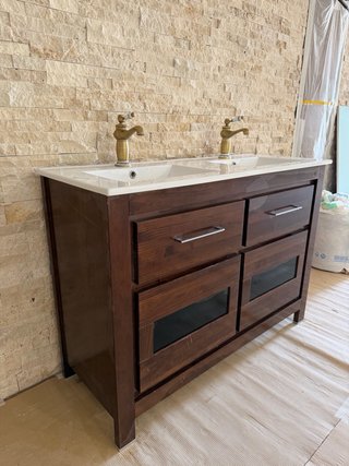 Mueble de baño doble lavabo con columna