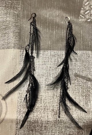 Pendientes Largos con Plumas Negras