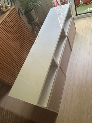 Mueble TV 180cm Beige Madera y blanco