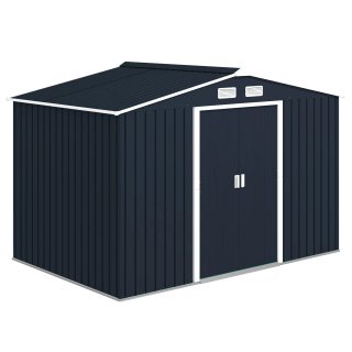 Cobertizo de acero con base, 4 rejillas de ventila