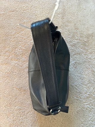 Borsa a spalla in vera pelle nera Made in Italy